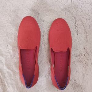 Rothy's Classic Sunset Orange/Red Comfy Flexible Washable Slip On Ballet Flat
